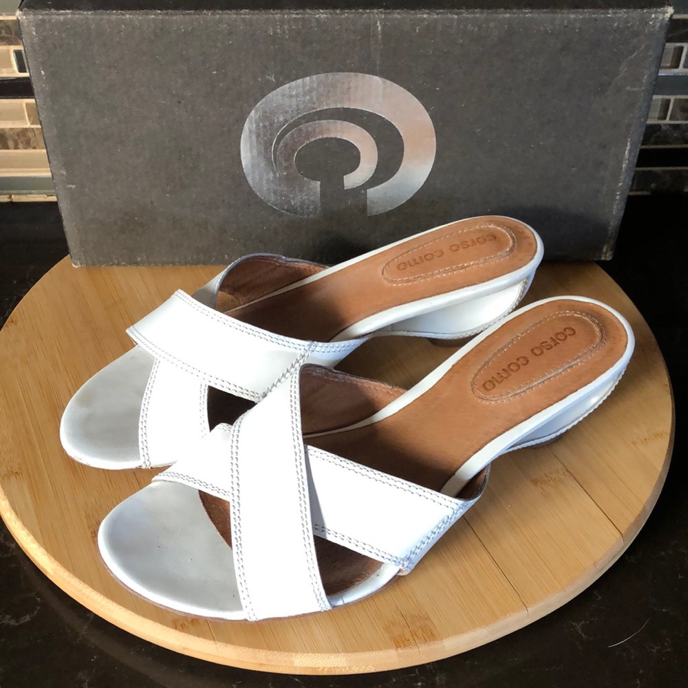 Corso‎ Como Yippy white calf slide sandals size 8